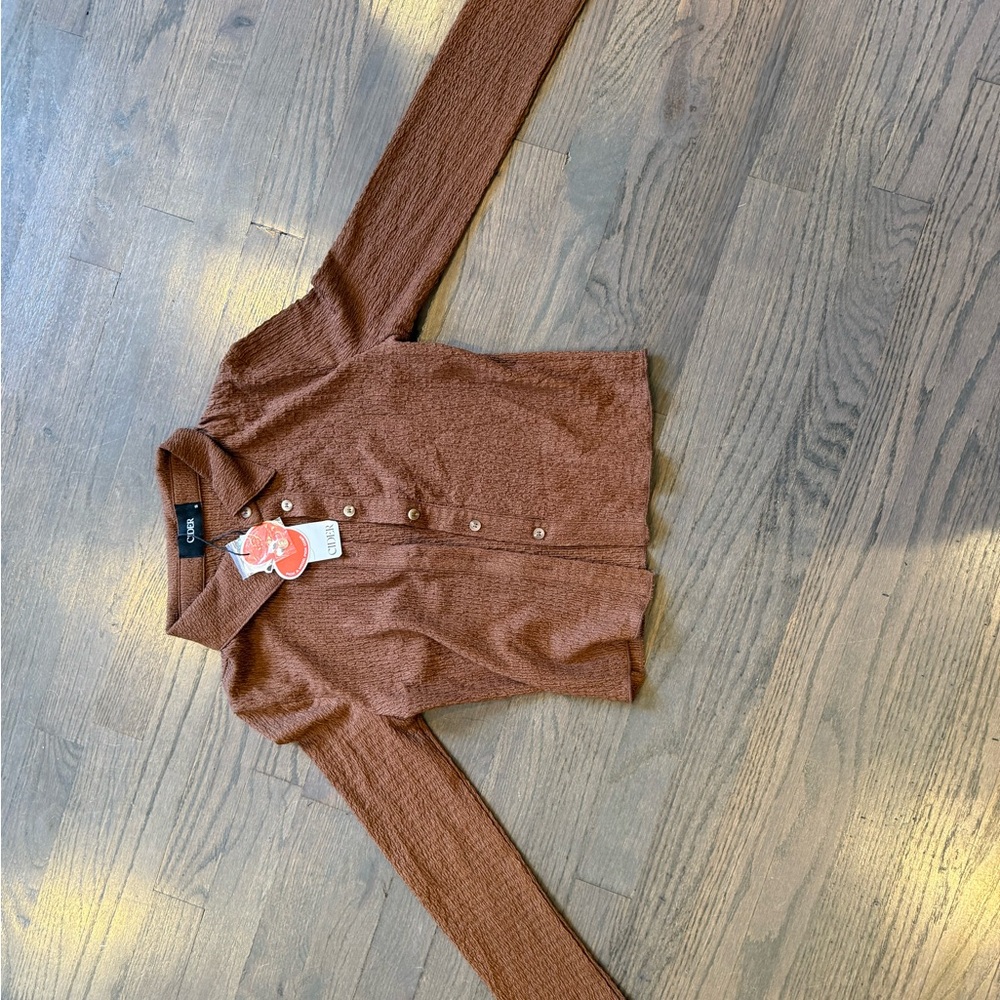 Cider Brown Button-Up Top